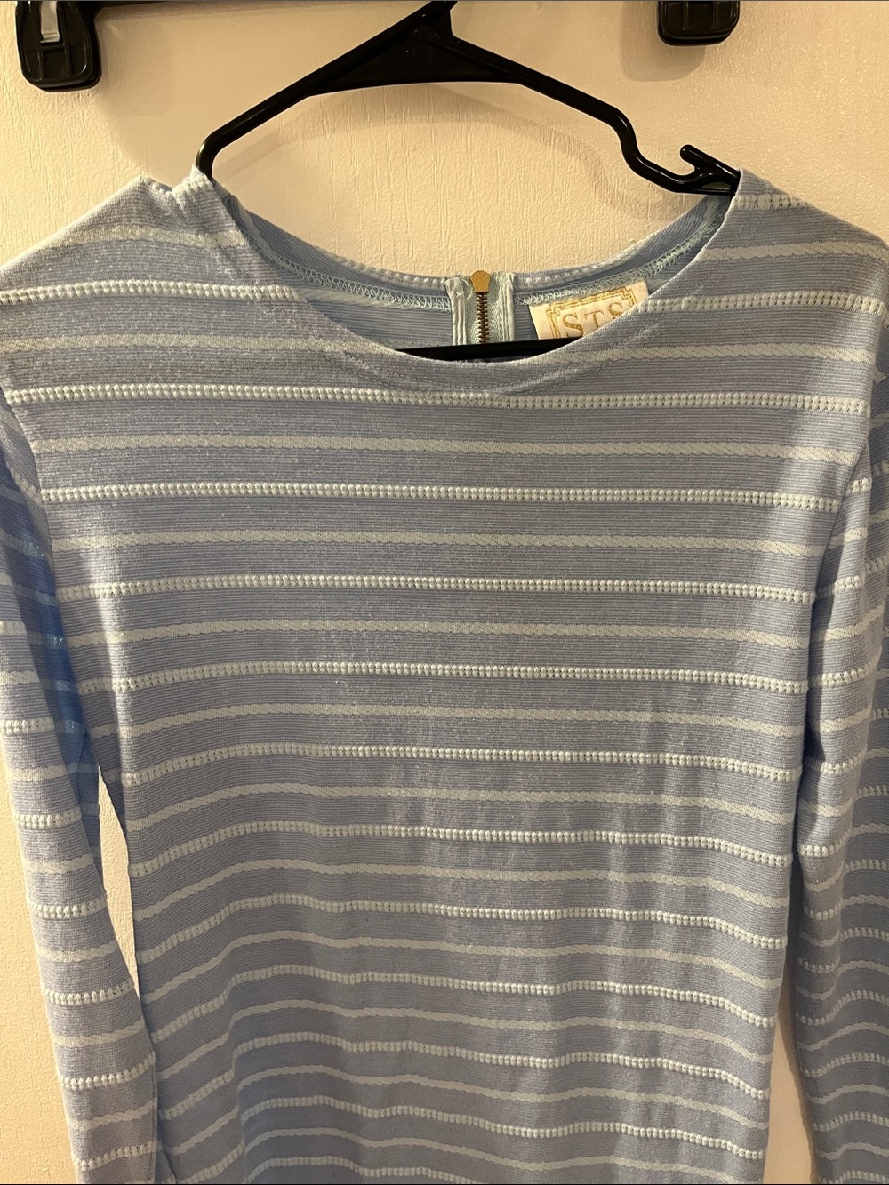 Sail to Sable Light Blue & White Striped Knit Dress